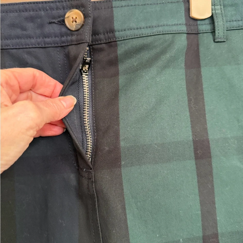 Beautiful Green and Blue Plaid Pencil Skirt with piping size large / 10/12